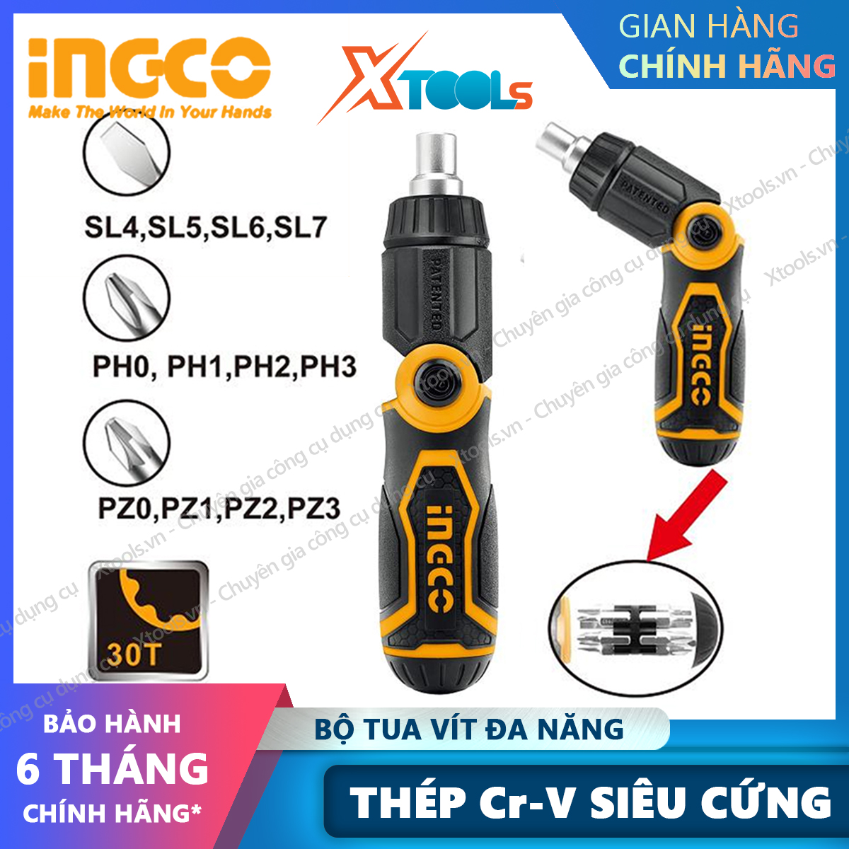 Set screwdrivers multi-purpose 13 details ingco AKISD1208 collapsible 2 way auto magnet correction phone computer [Xtool] [xsafe]