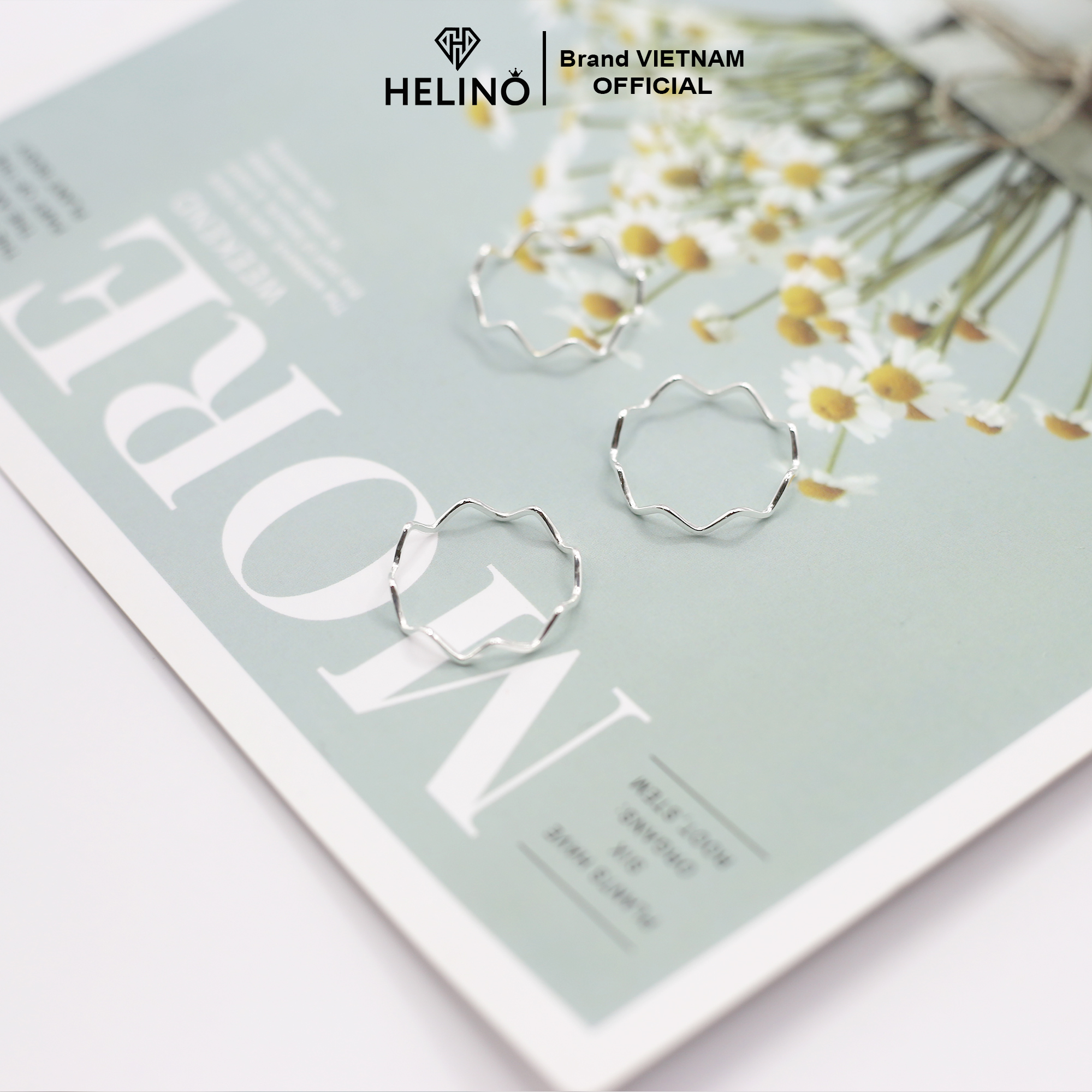 Nhẫn bạc HELINO, nhẫn sóng trơn basic xinh xắn N06