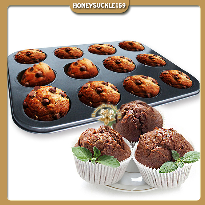 Khuôn Nướng Bánh Cupcake Chống Dính 12 Lỗ To