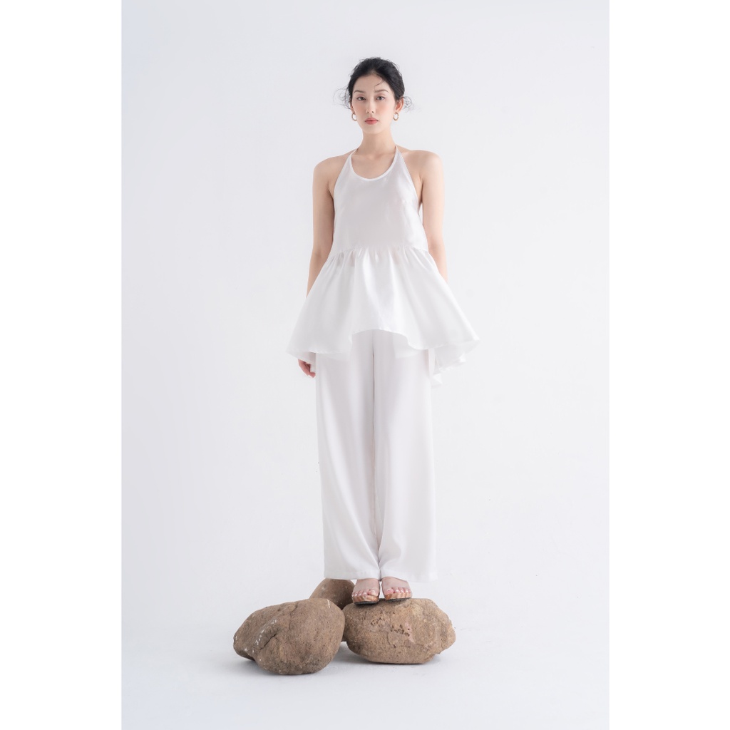 Quần lụa ống rộng Diệp Liên màu Trắng - Đing Đang