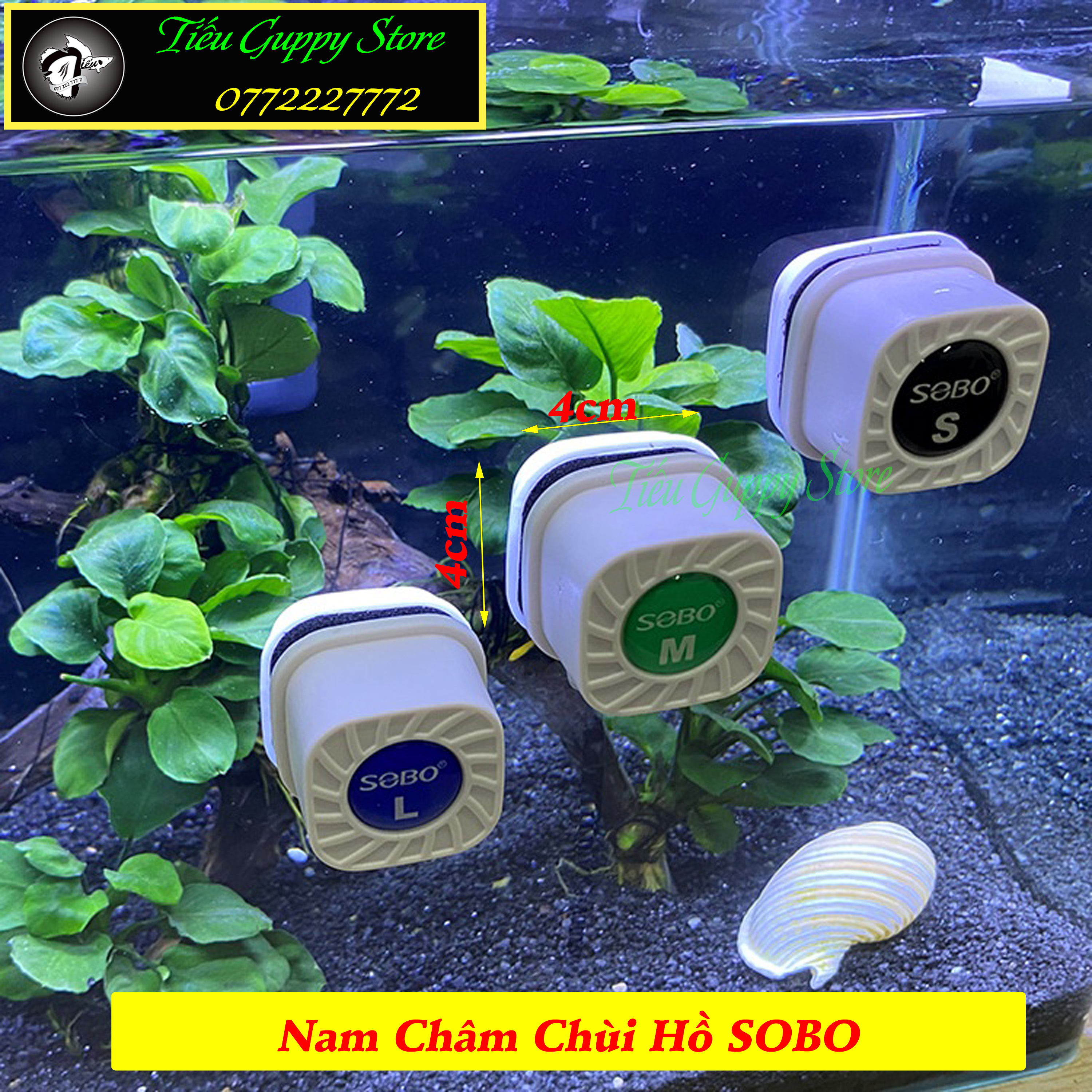 Nam châm chùi hồ sobo mini - dễ dàng cọ rửa từng góc nhỏ tròng hồ cá cảnh