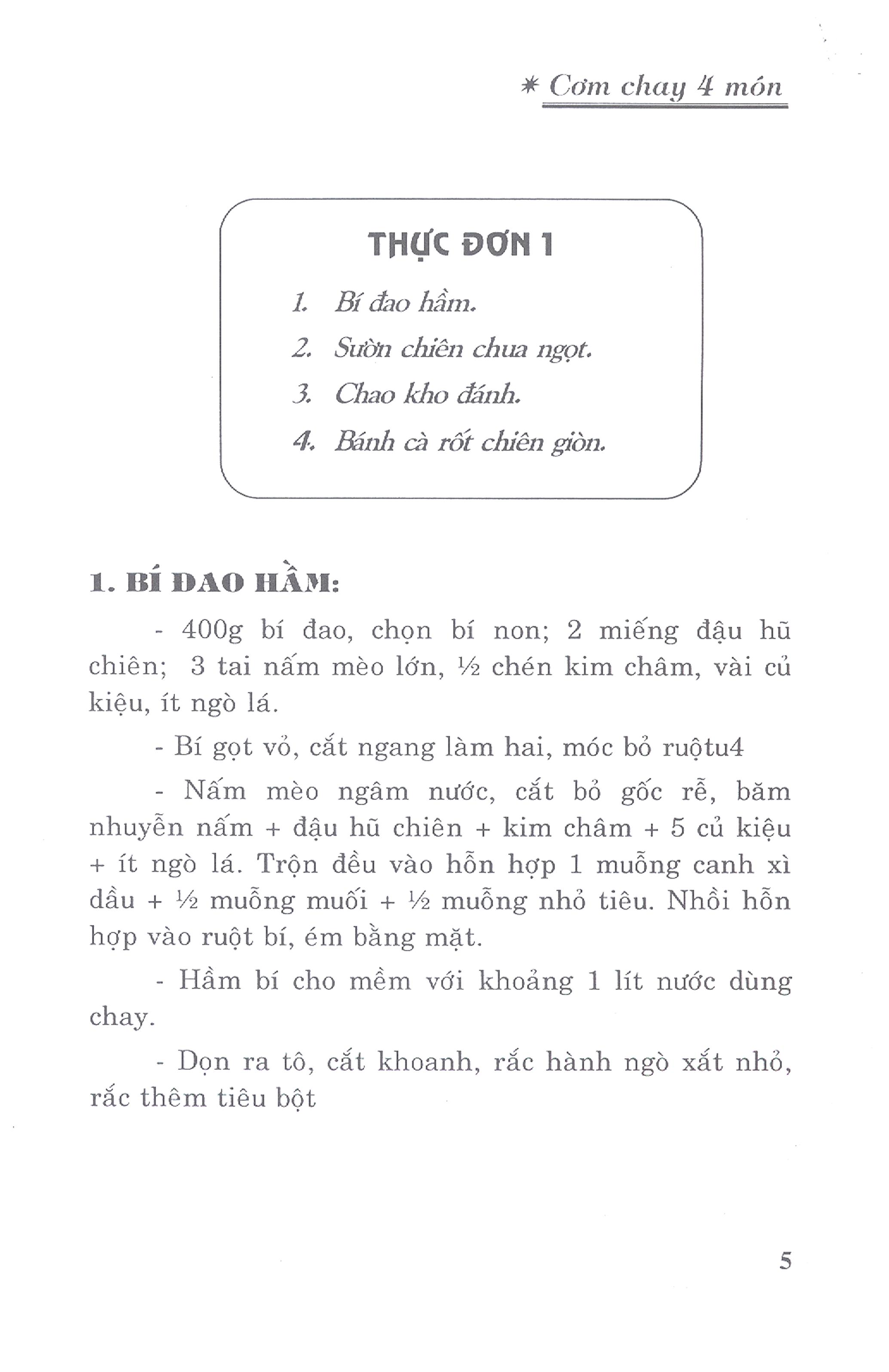 Cơm Chay Bốn Món