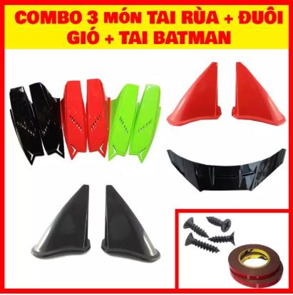 Combo 3 món phụ kiện gắn nón sừng rùa + sừng batman + đuôi gió)