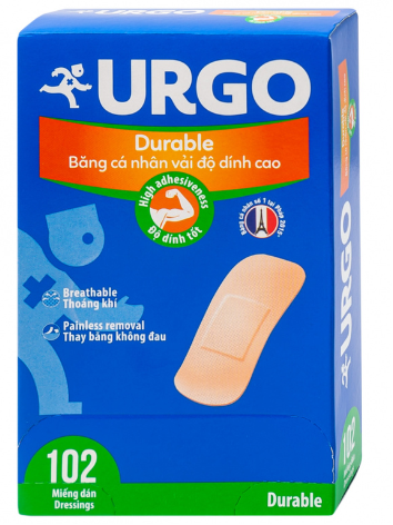 BĂNG CÁ NHÂN URGO DURABLE VẢI ĐỤC HỘP 102 MIẾNG