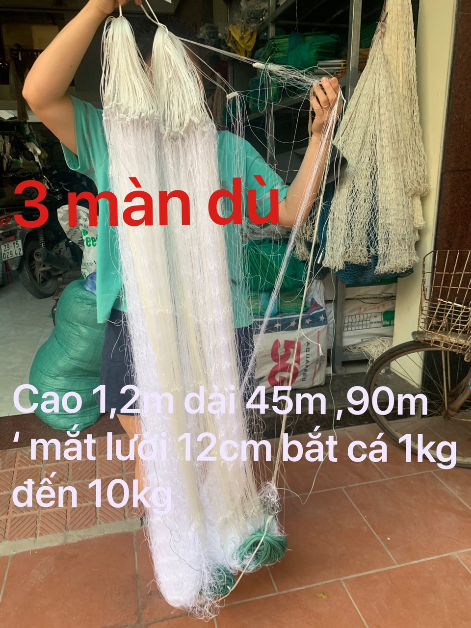 LƯỚI ĐÁNH BẮT CÁ 3 MÀN , LƯỚI DÙ , LƯỚI DÙ 3 MÀN , ( dài 45m & 90m )