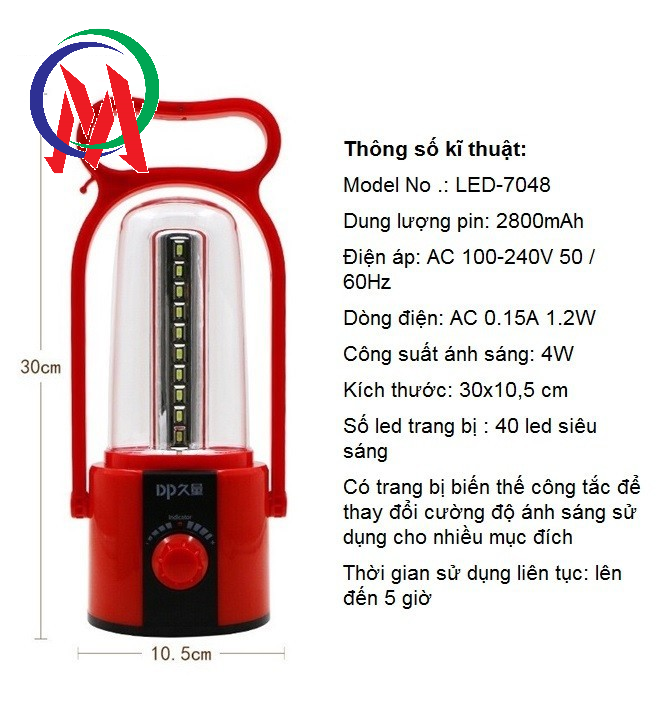 Đèn Pin Sạc Cầm Tay DP Led -7048 40 Led