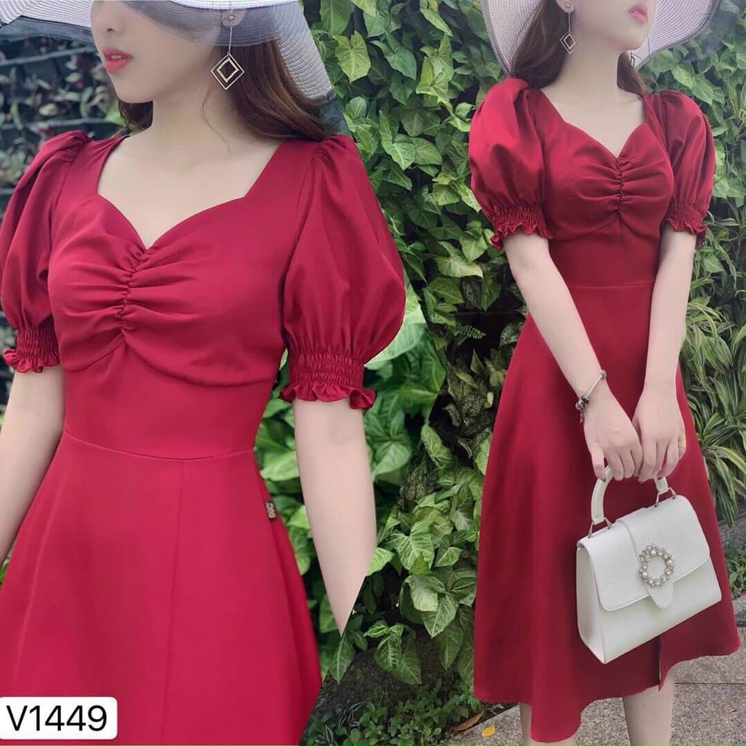 Đầm Tay bồng Nhúm Ngực