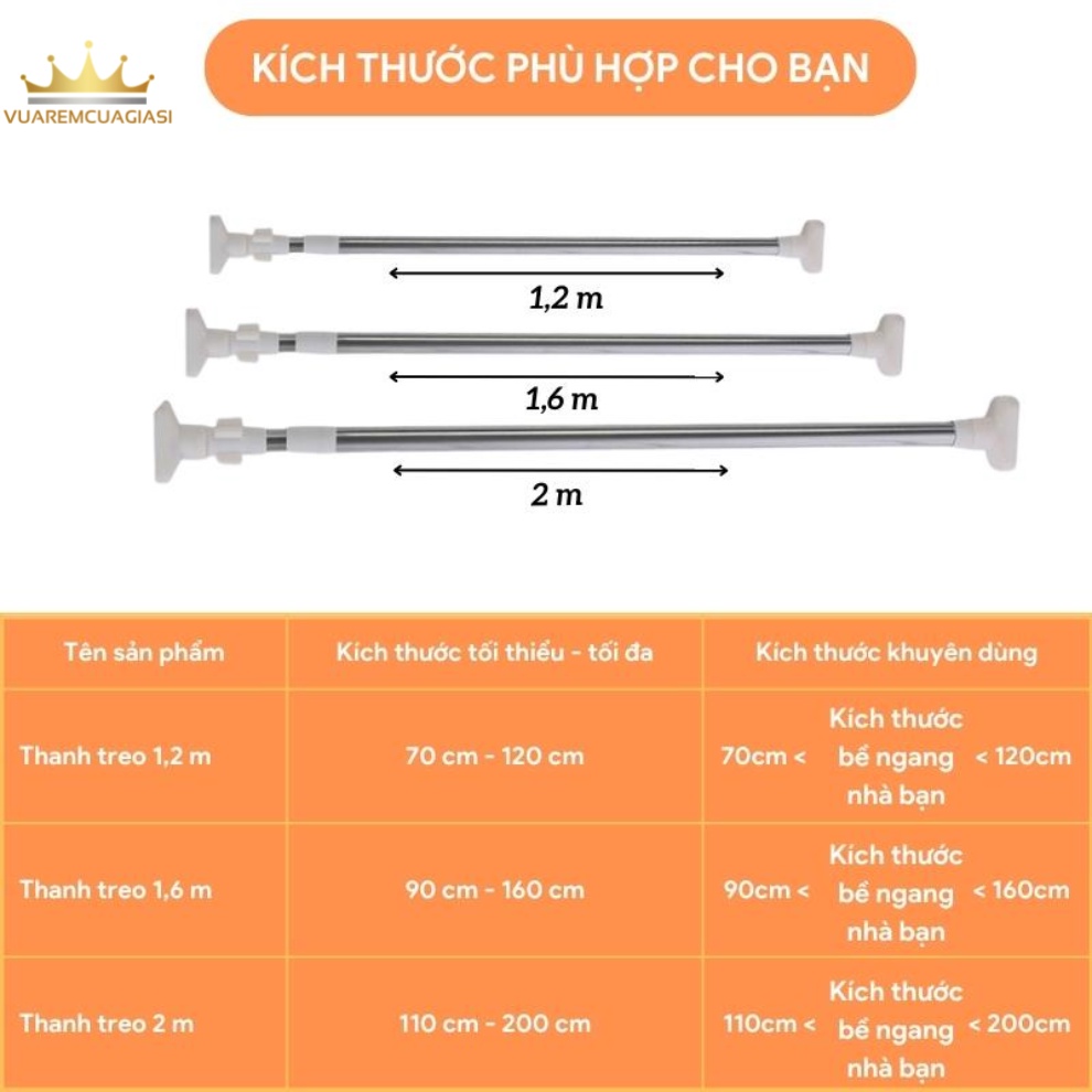 Thanh treo không cân khoan inox dung treo rem cưa moc quân ao Vuaremgiasi