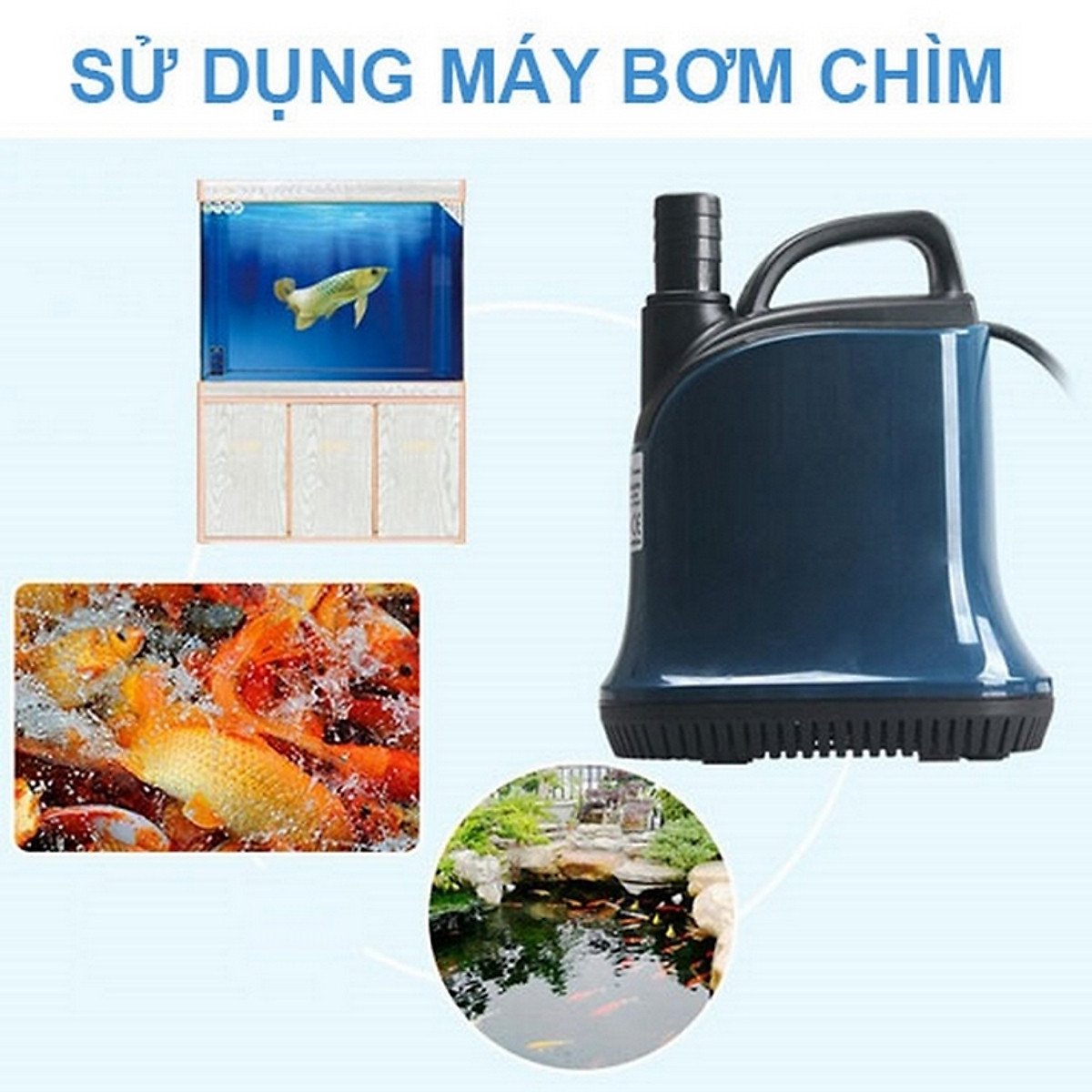 Máy bơm chìm hồ bể cá thác nước 220V WP-700D 5500L