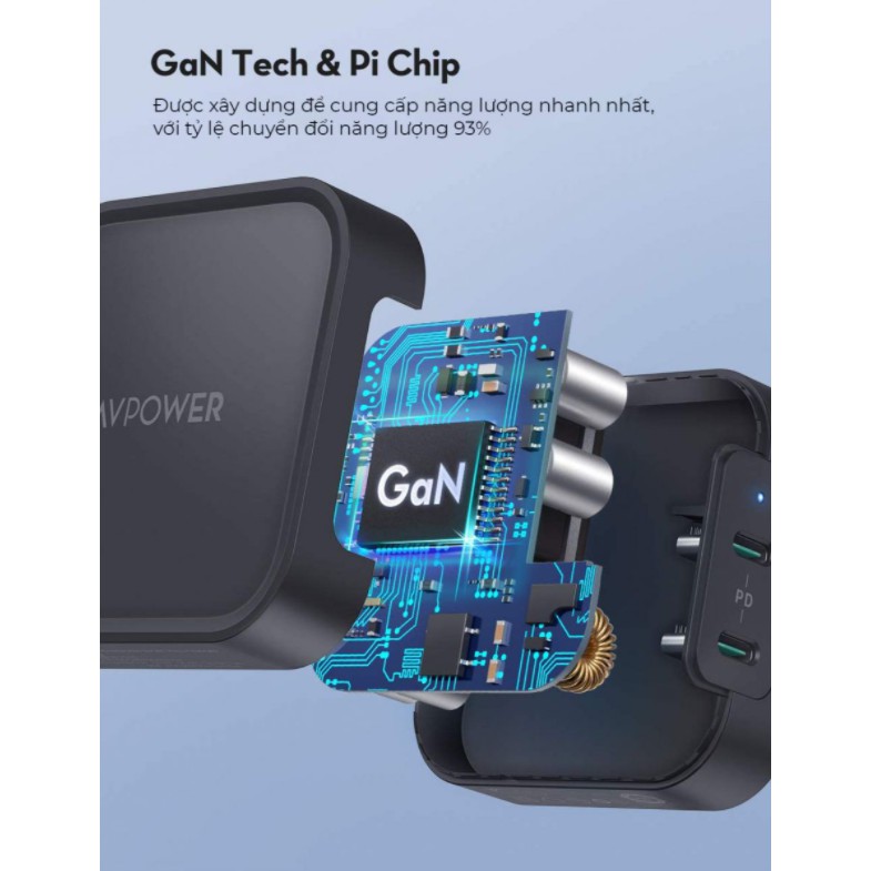 Củ sạc nhanh 90w RP- CPCN001 RAVPower - 2 cổng type C