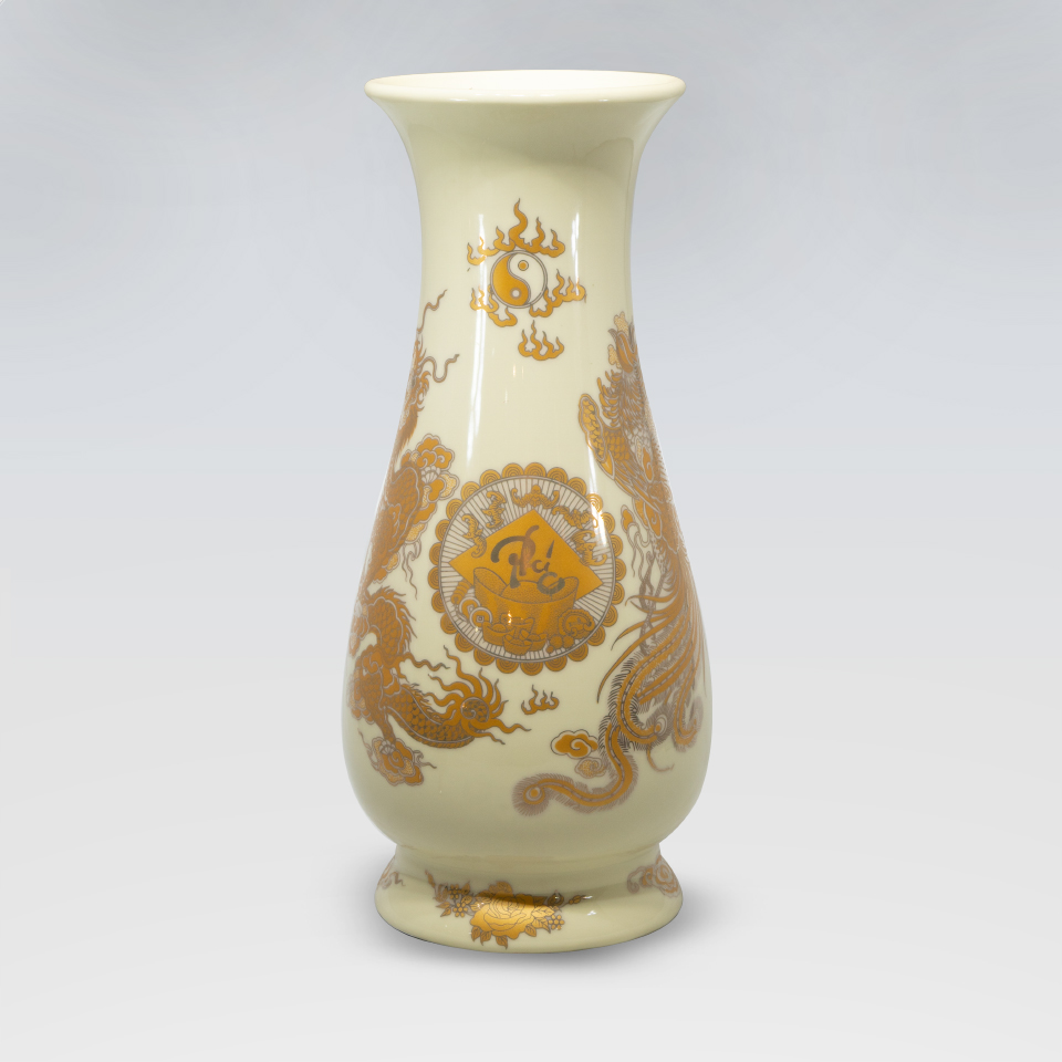 Golden Enamel Altar Flower Vase - Bat Trang Porcelain Market