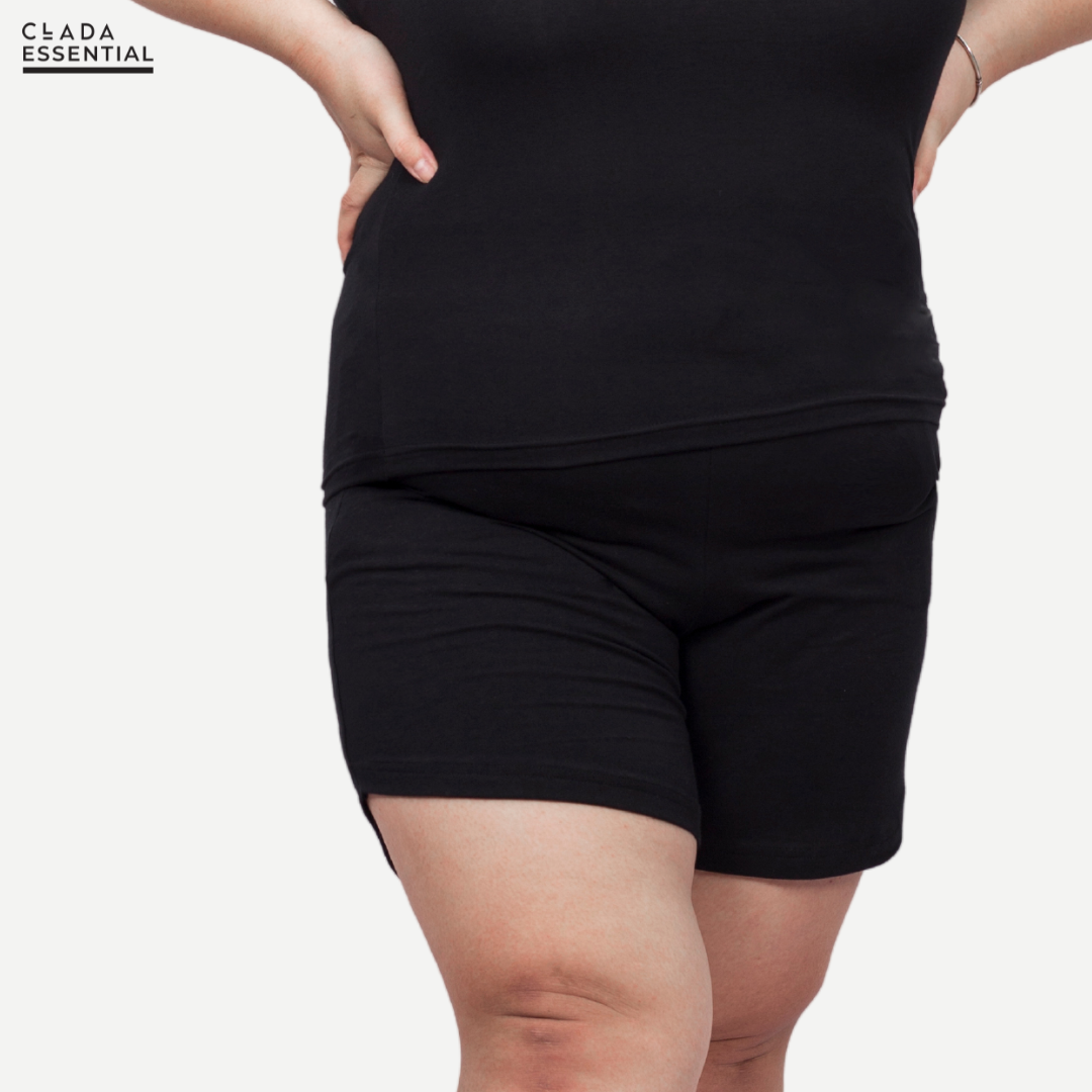 Quần Short Big Size Cotton Compact CLADA Essential - Đen