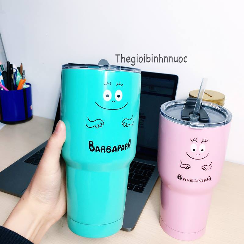 [ GIỮ NHIỆT TỐT ] - Ly giữ nhiệt inox 304 900ml nắp chống tràn tốt (Tặng kèm 1 túi, 1 ống hút inox, 1 cọ rửa) - Bình giữ nhiệt