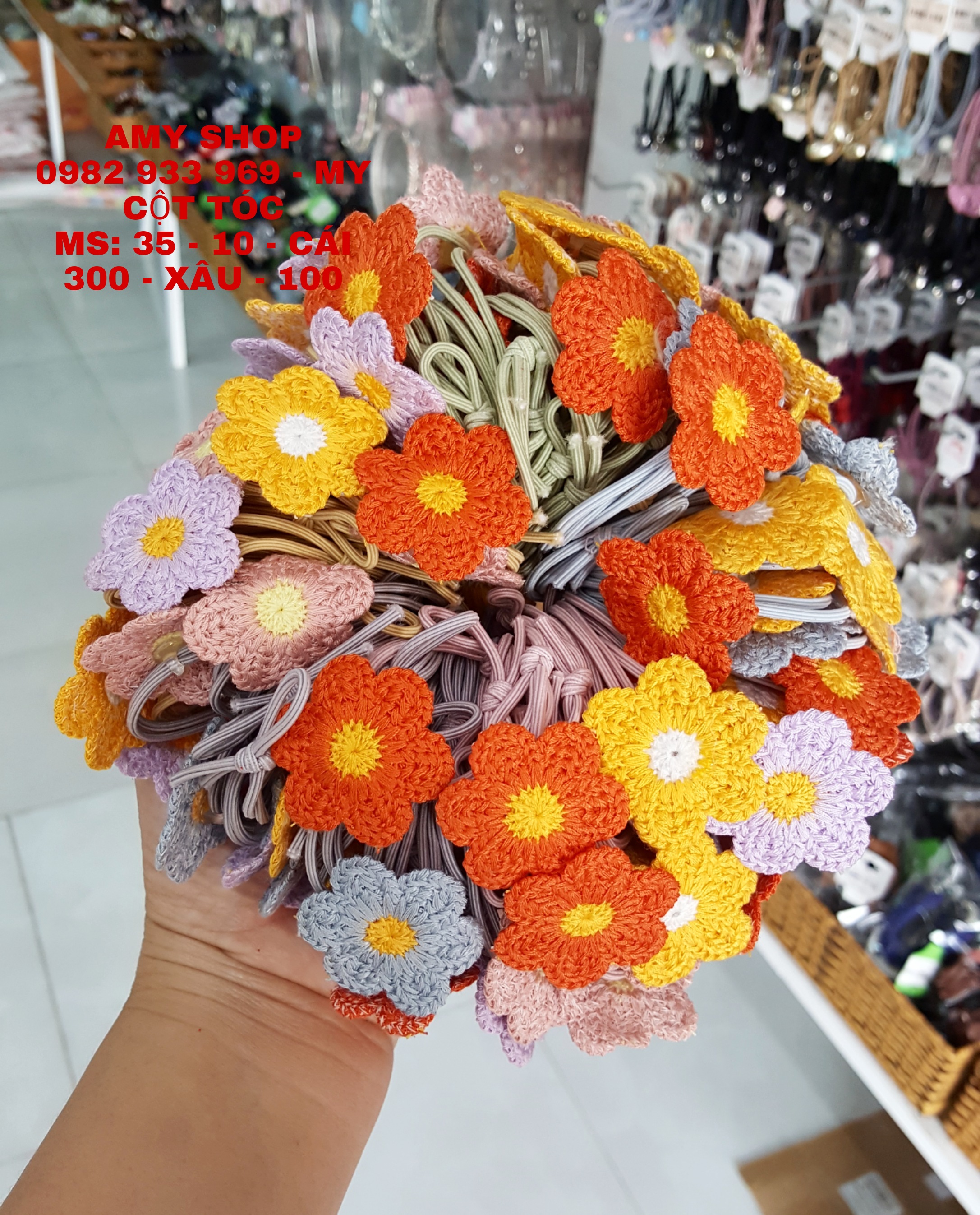 (GIÁ SỈ) 10 CÁI CỘT TÓC LEN HOA