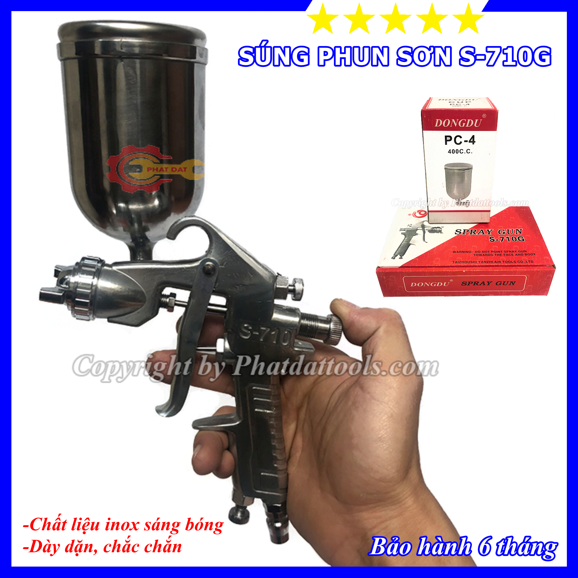 Súng phun sơn s-710g - ứng dụng phun cửa sắt, phun hàng rào, phun pu - dung tích cốc 400ml