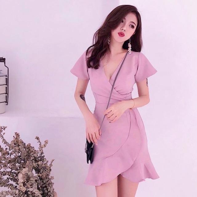 [HCM]Đầm hồng bèo lệch tà