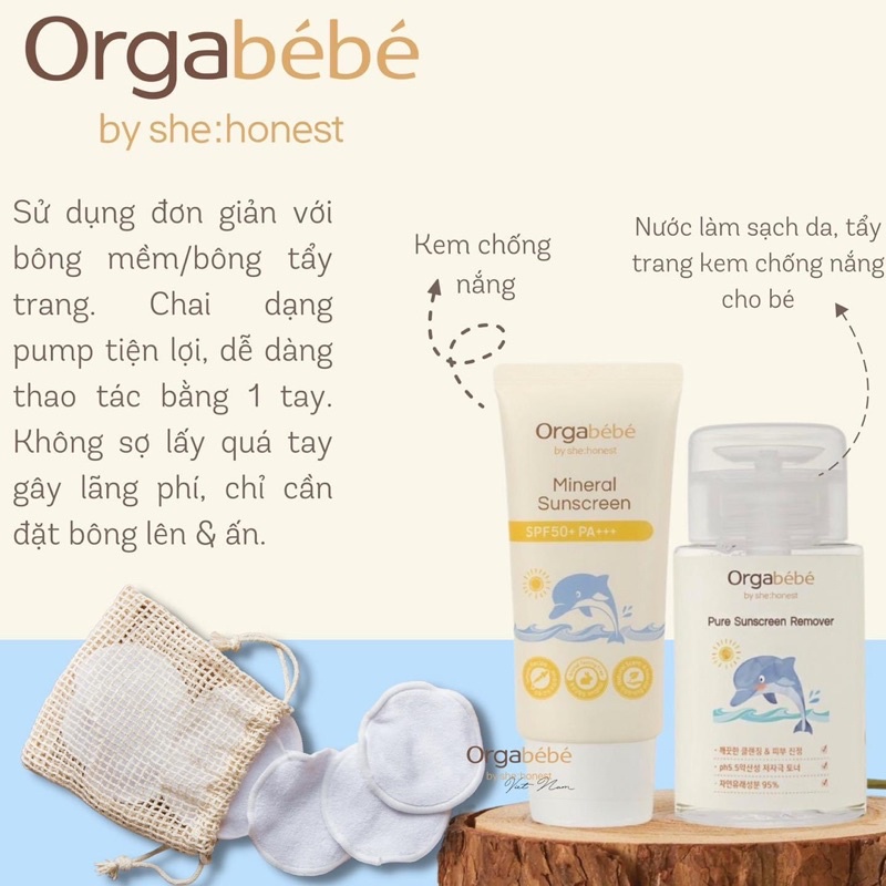 Kem chống nắng và nước tẩy trang Orgabebe Hàn Quốc an toàn cho bé