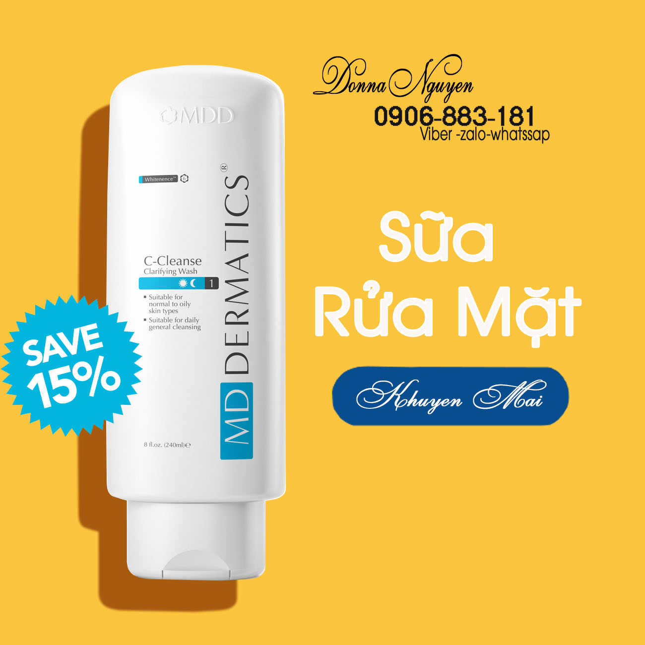 [HCM]MD dermatics c-cleanse clarifying wash Sữa rửa mặt MD Dermatics