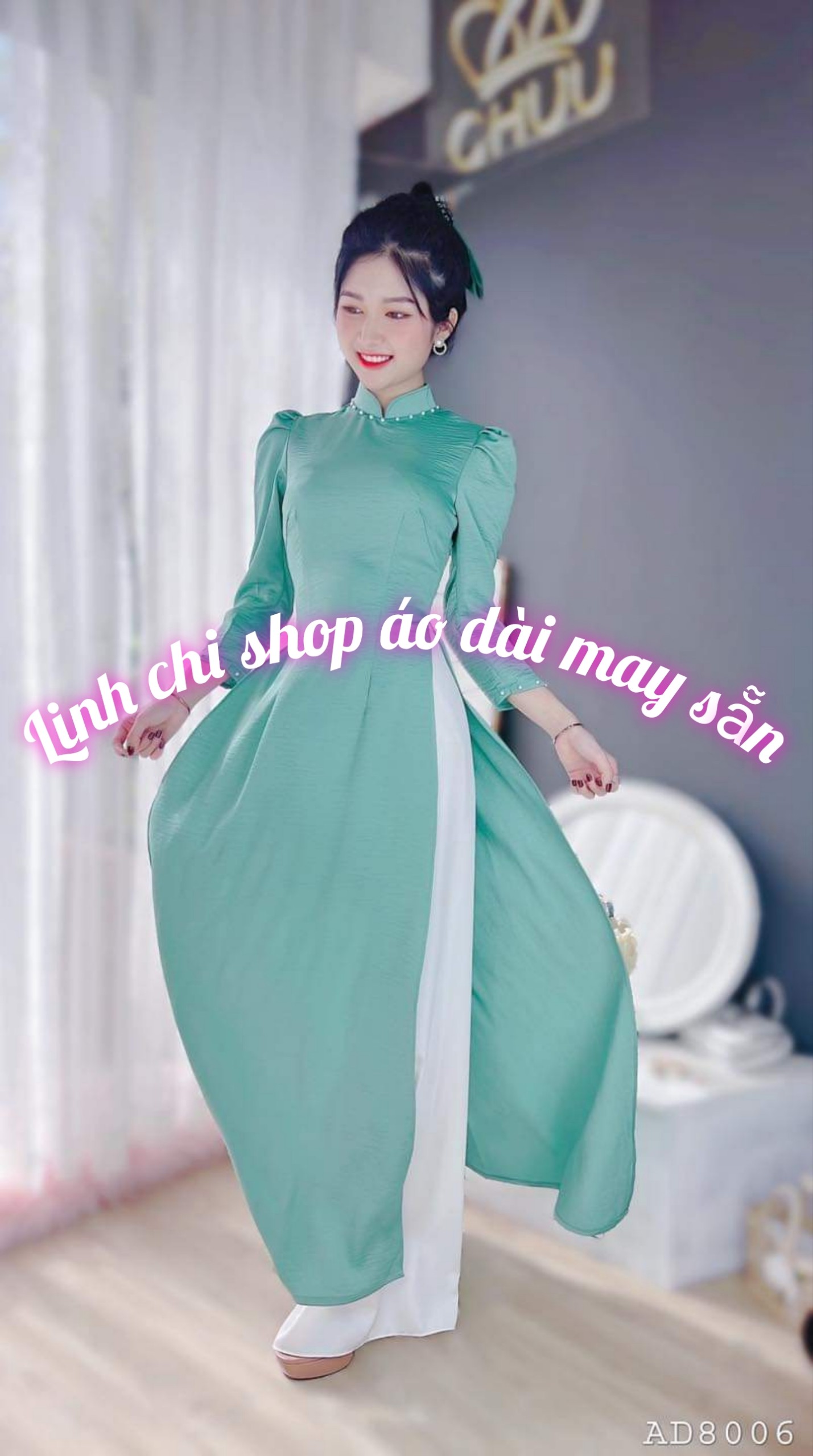 áo dài may sẵn trơn lụa kèm quần