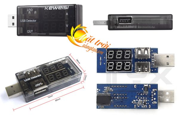 USB đo điện áp, dòng sạc cổng USB 2in1 Keweisi