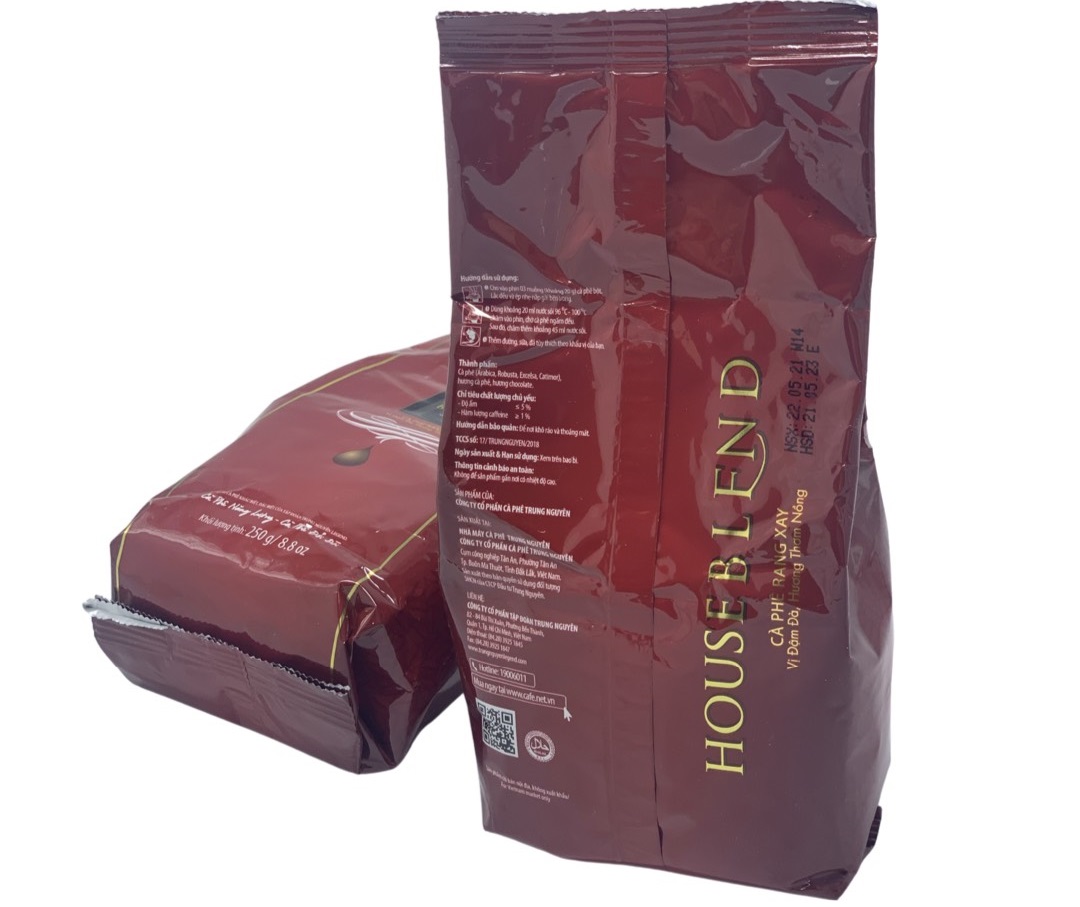 ( Gói 250gam) Cà phê rang xay pha phin House Blend Trung Nguyên