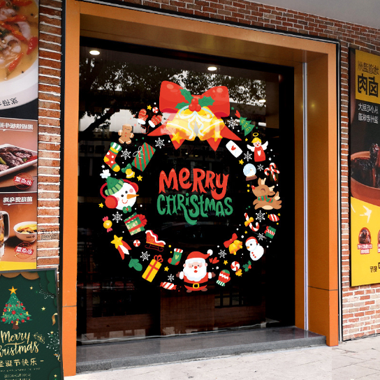 Decal trang trí Noel hít tĩnh điện - Vòng nguyệt quế phụ kiện noel