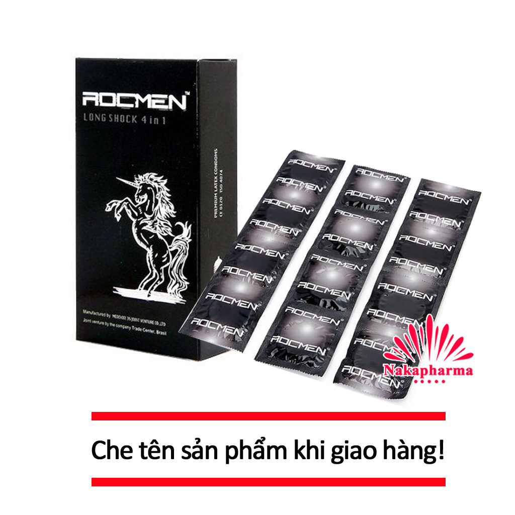 [CHE TÊN KHI GIAO HÀNG] Bao cao su Rocmen Longshock 4 in 1