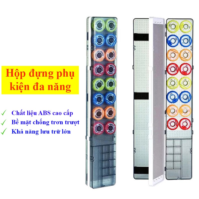 Hộp Đựng Phụ Kiện Câu Đài 55cm - Hộp đựng phao câu cá ABS đa năng kèm trục Silicon cao cấp