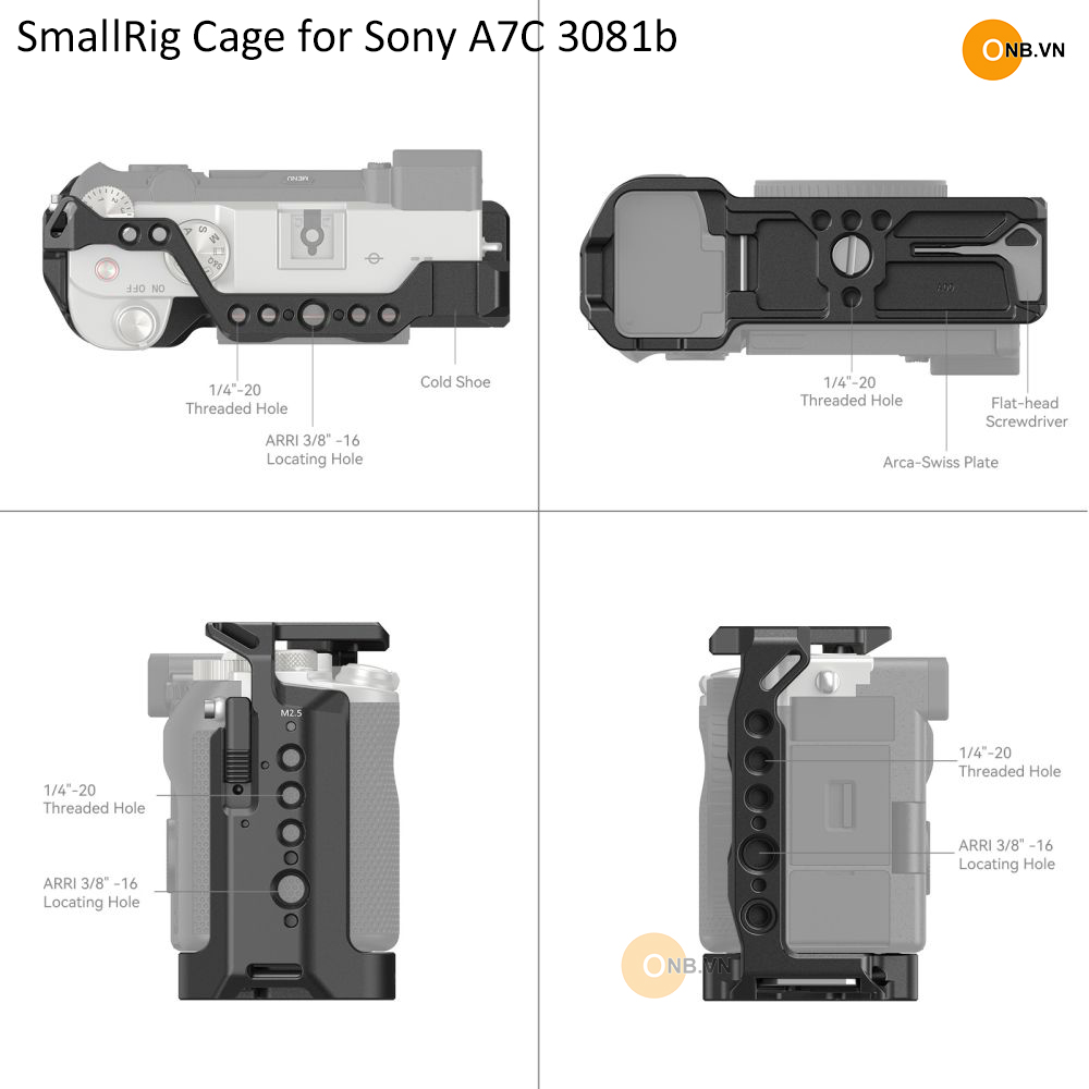 SmallRig Cage Khung Sony Alpha a7c 3081b hỗ trợ quay
