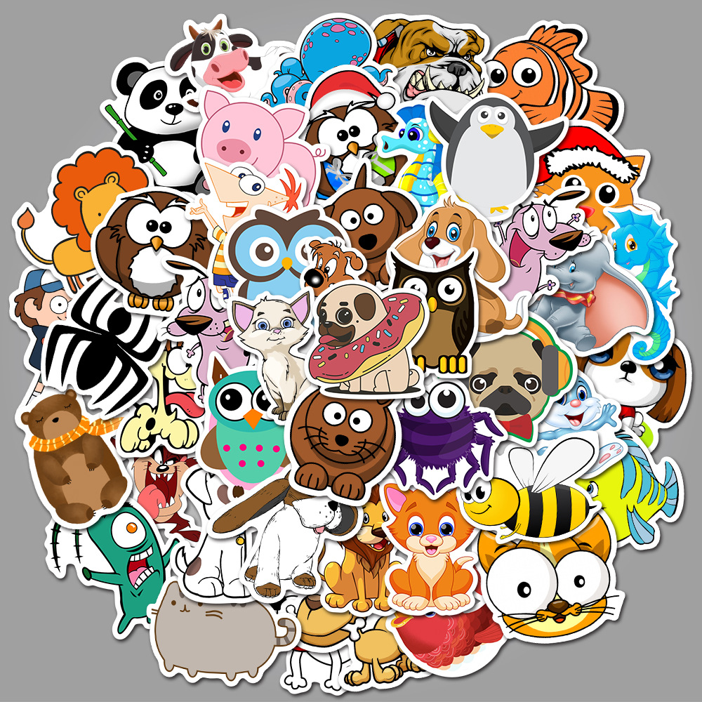 Bộ 50 Sticker Chống Nước Cao Cấp Animal Hoạt Hình Dán Xe, Dán Mũ Bảo Hiểm, Dán Laptop Đồ Chơi... AZ045