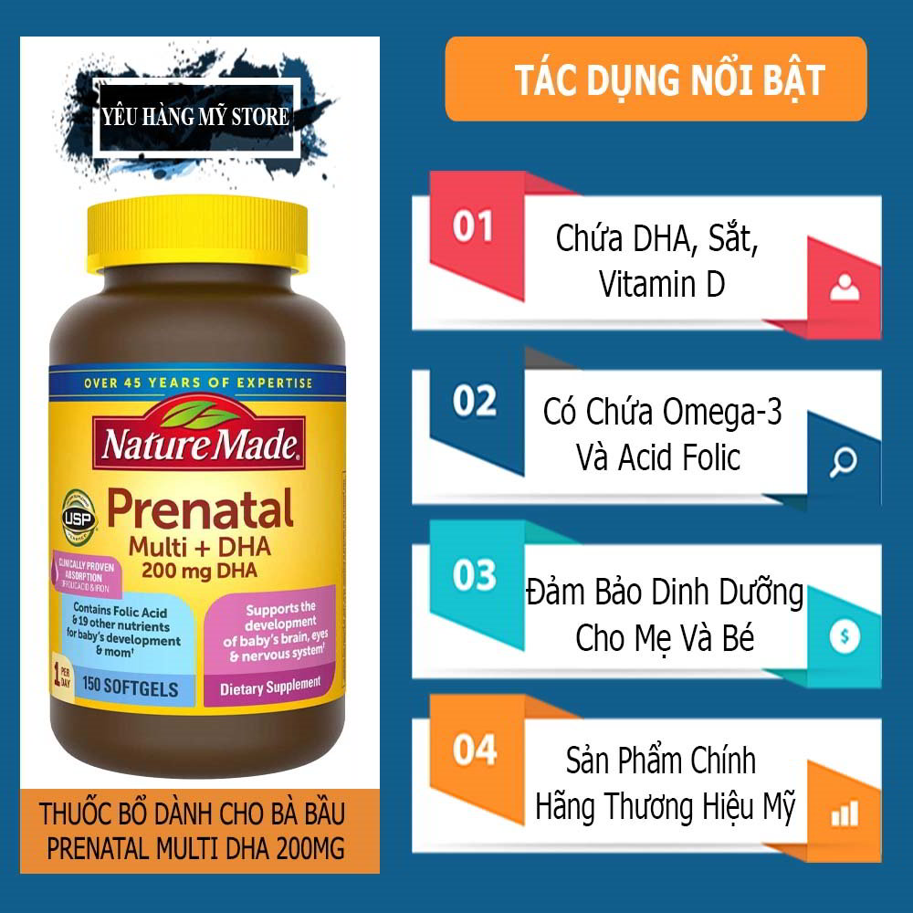 [HCM]Thuốc Bổ Dành Cho Bà Bầu PRENATAL MULTI DHA 200mg
