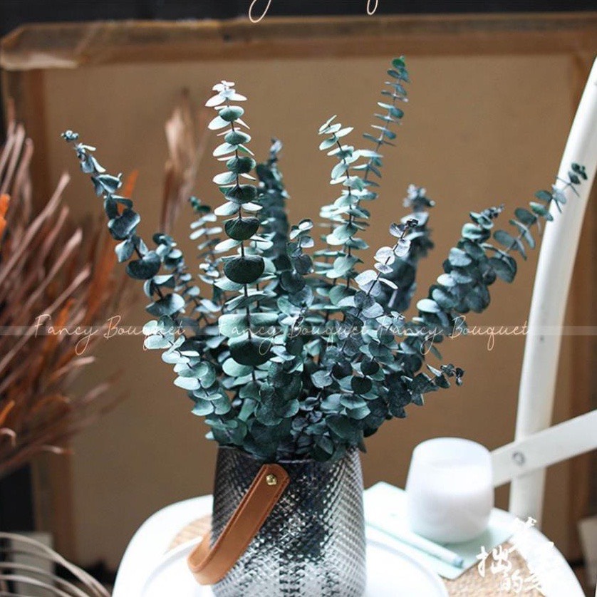 [CÓ QUÀ TẶNG] Cành Lá Khuynh Diệp Khô Eucalyptus, hoa trang trí phòng khách decor vintage - HOA KHÔ HUHA