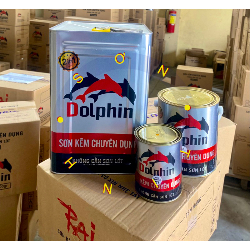Sơn sắt mạ kẽm chuyên dụng 1K Dolphin 800g (nhiều màu)
