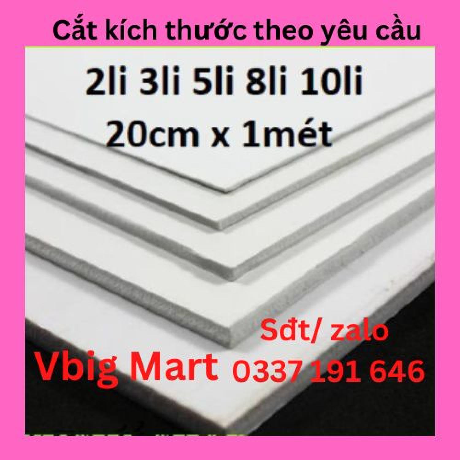 Bìa mô hình - 2mm 3mm 5mm 8mm 10mm 20x100 cm
