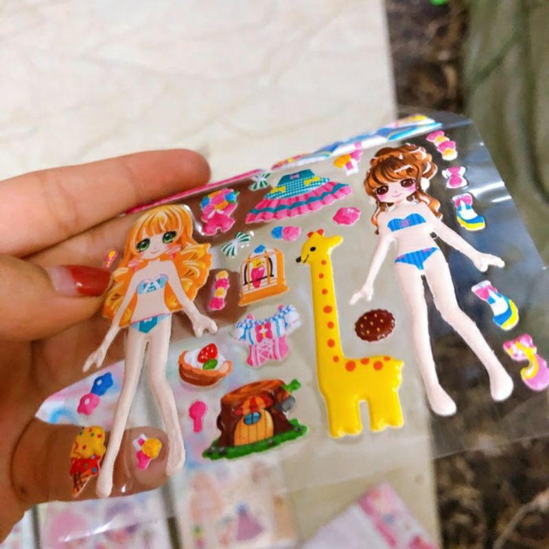 Sticker Dán Nổi Hình Cô Gái Thời Trang ( Sỉ Đồ Trẻ Em)