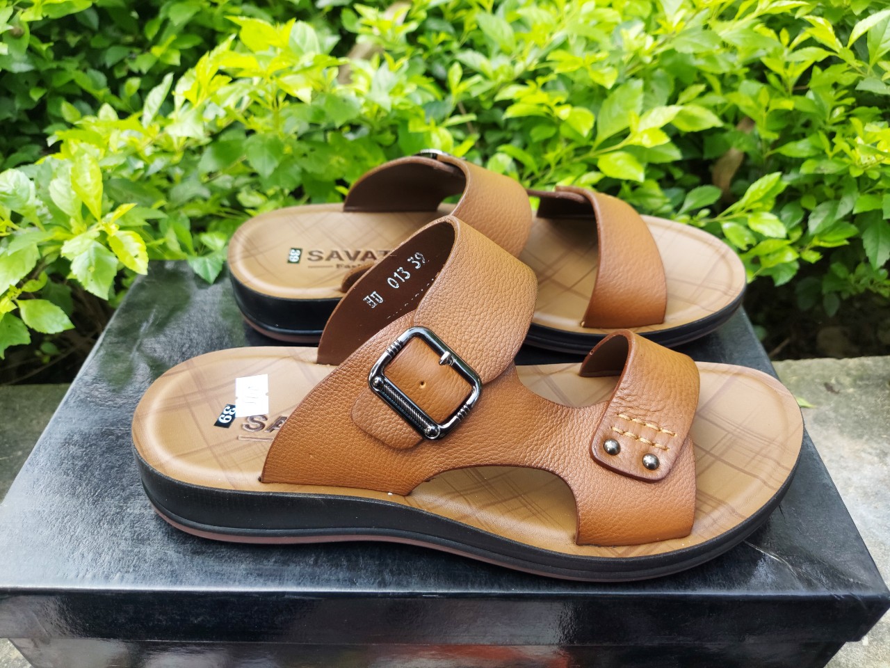 Dép xăng đan da bò mềm đế cao 4cm