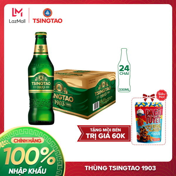 Thùng 24 chai Bia Tsingtao 1903 - Độ cồn 5.0% - Bia Thanh Đảo Nhập khẩu chính hãng 100%