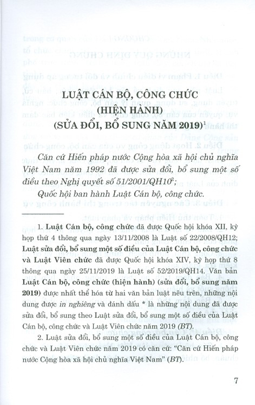 Luật Cán Bộ, Công Chức (Hiện Hành) (Sửa Đổi, Bổ Sung Năm 2019)