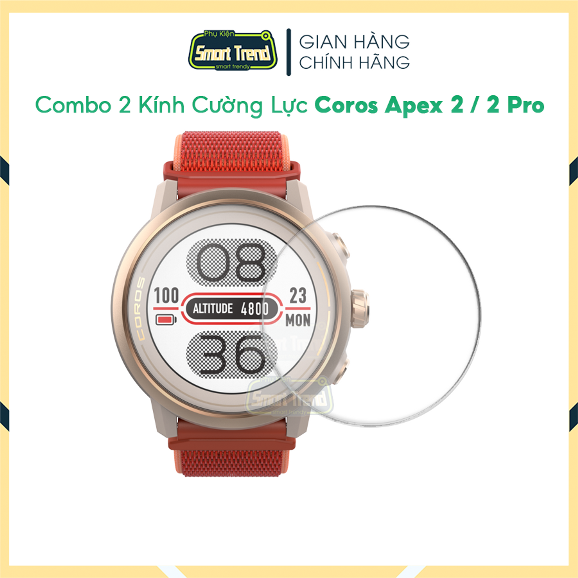 Combo 2 miếng dán kính cường lực đồng hồ thông minh coros apex 2 / 2 pro