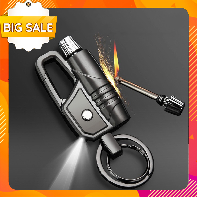 Hộp Quẹt Bật Lửa Diêm Xăng Kiêm Móc Khóa, Hỗ Trợ Đèn Pin Honest BCZ-572 - gồm 3 Tính Năng Trong 1 Sản Phẩm