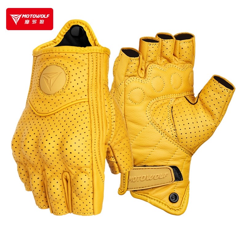 Găng tay da cụt ngón MOTOWOLF cho nữ
