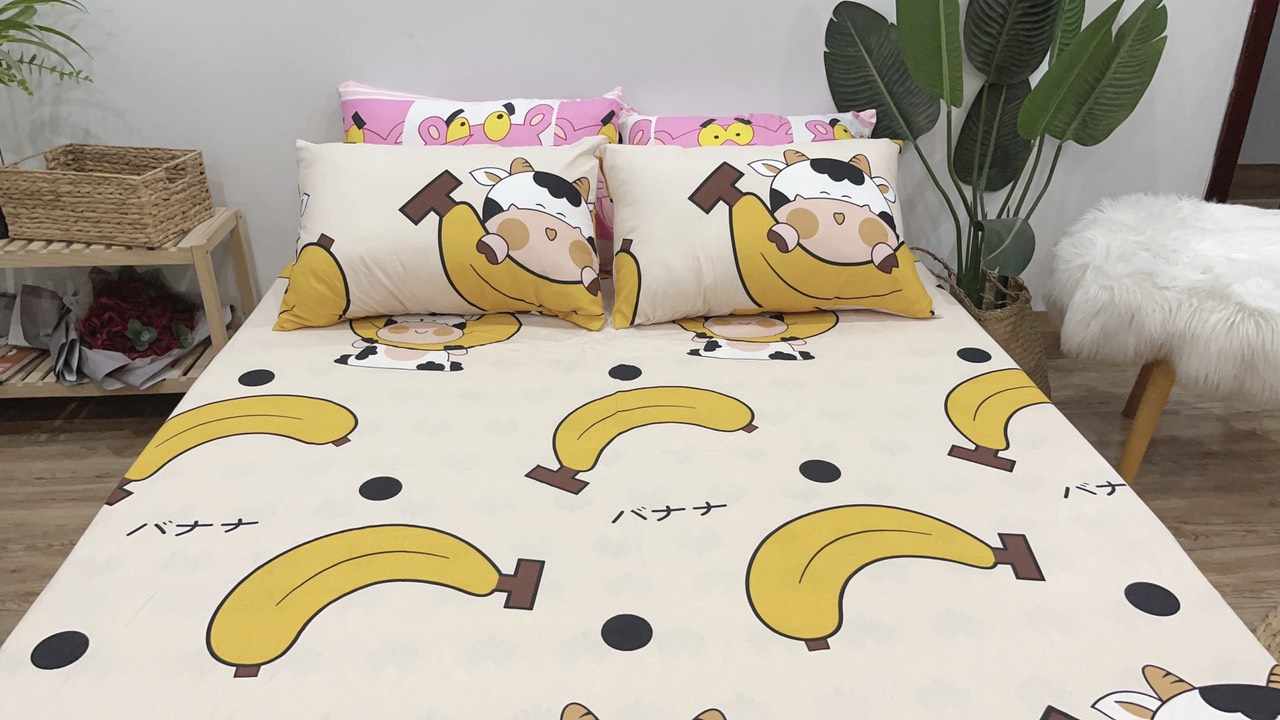 Set Ga Gối Mẫu Bò Sữa Chuối Mã P53