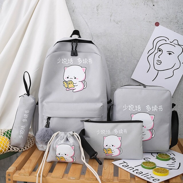 Balo Bộ 4 Món Hình Mèo Đọc Sách