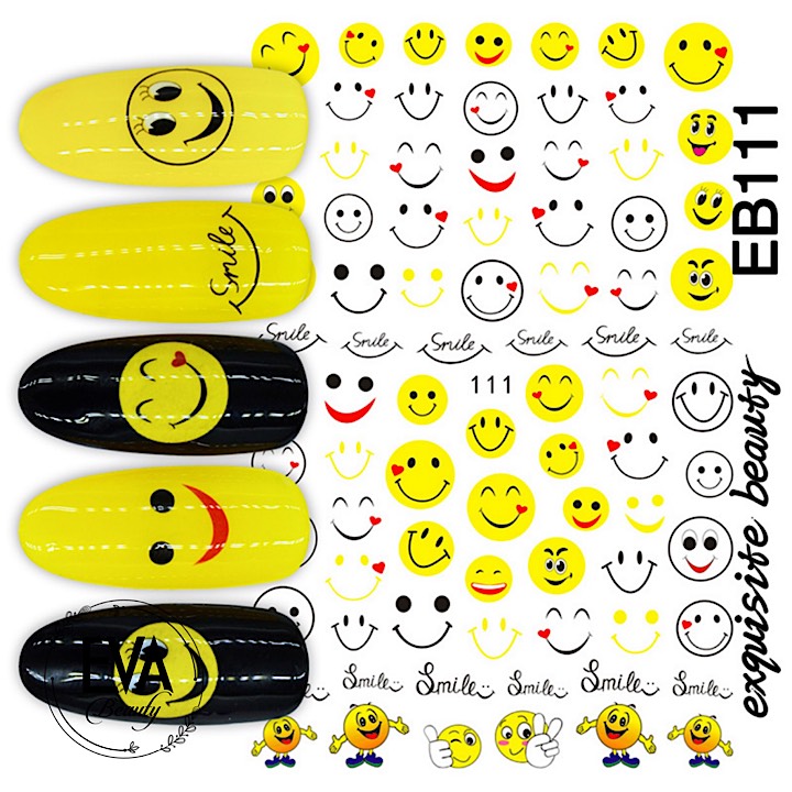 [HCM]Decal Dán Móng Tay 3D Nail Sticker Hoạ Tiết Icon Mặt Cười EB111