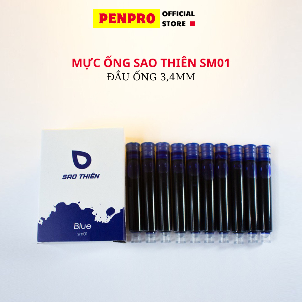 [MỰC KHÔNG TẨY XÓA] Mực Ống Sao Thiên SM01, Mực Ống Tiện Ích, Hộp 10 Ống