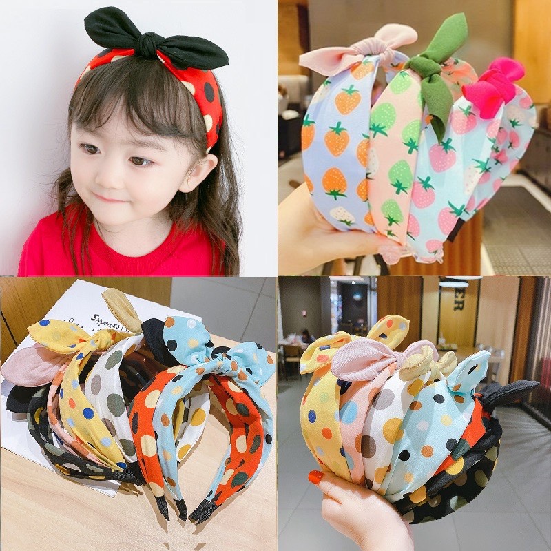 Bờm cài tóc nơ bọc vải bản to cute cho bé