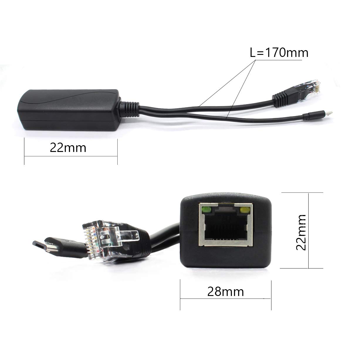 Đầu chuyển nguồn POE Splitter 48V sang 5V cho camera và thiết bị mạng