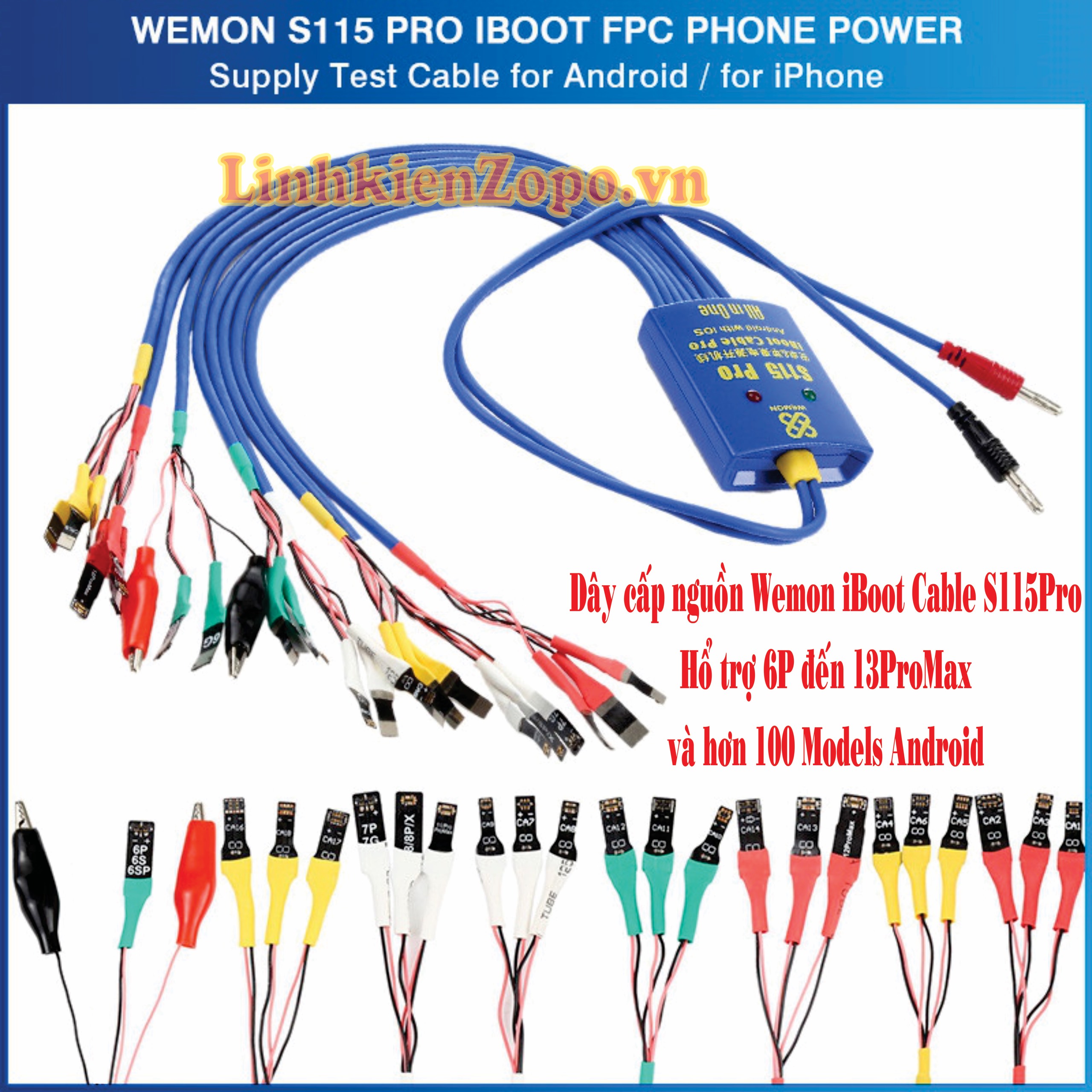 Dây cấp nguồn wemon iboot cable s115 pro hổ trợ 6p đến 14prom và 100 model android