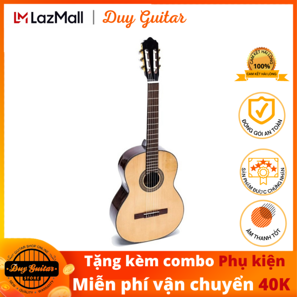 Đàn guitar classic DGCG-170 gỗ Hồng Đào solid, cho âm thanh trầm ấm trữ tình, cần đàn thẳng có ty, action thấp êm tay, tặng combo phụ kiện dành cho bạn sử dụng lâu dài Duy Guitar