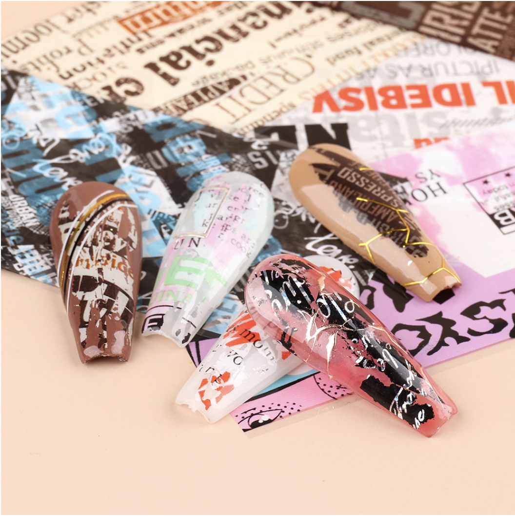 Foil Giấy Báo Trang Trí Móng Hộp 10 Ô